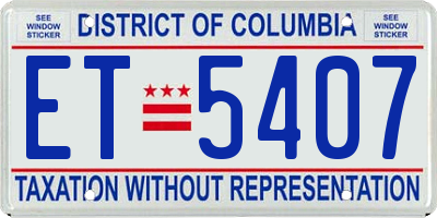 DC license plate ET5407