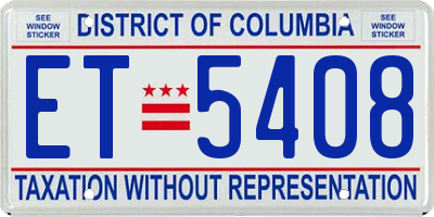 DC license plate ET5408