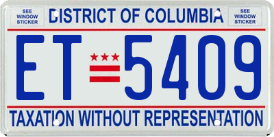 DC license plate ET5409