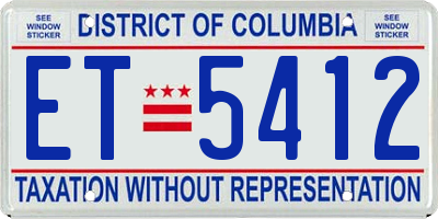DC license plate ET5412