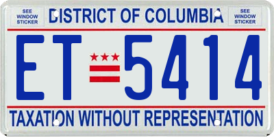 DC license plate ET5414