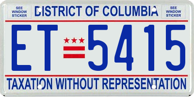DC license plate ET5415