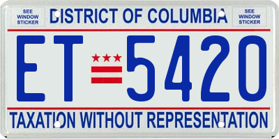 DC license plate ET5420