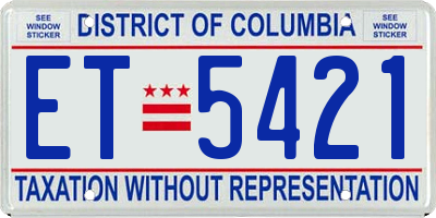 DC license plate ET5421