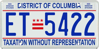 DC license plate ET5422