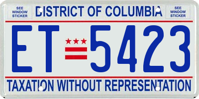 DC license plate ET5423
