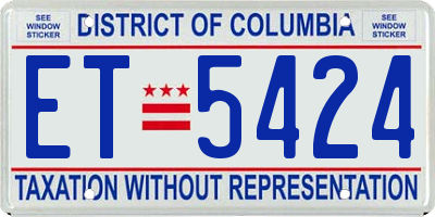 DC license plate ET5424