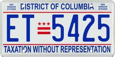 DC license plate ET5425