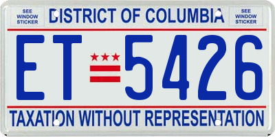 DC license plate ET5426