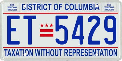 DC license plate ET5429