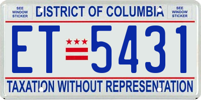 DC license plate ET5431