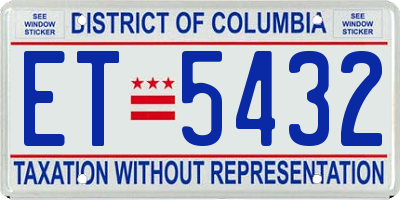 DC license plate ET5432