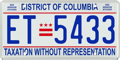 DC license plate ET5433