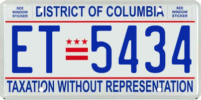 DC license plate ET5434