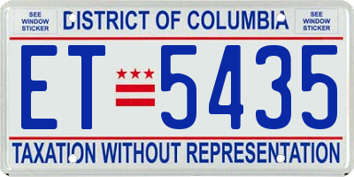DC license plate ET5435