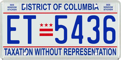 DC license plate ET5436