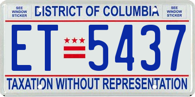 DC license plate ET5437
