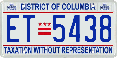 DC license plate ET5438