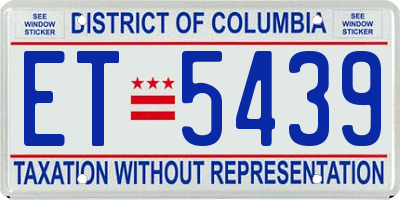 DC license plate ET5439