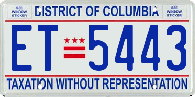 DC license plate ET5443
