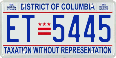 DC license plate ET5445