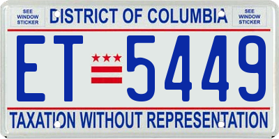 DC license plate ET5449