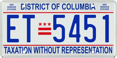 DC license plate ET5451