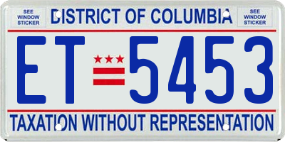 DC license plate ET5453