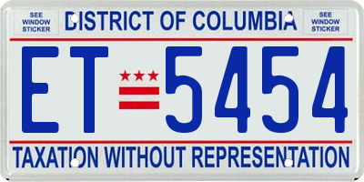 DC license plate ET5454