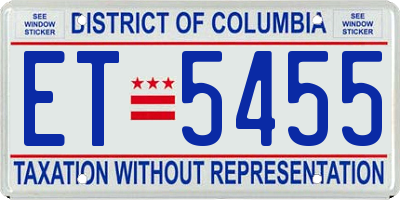 DC license plate ET5455