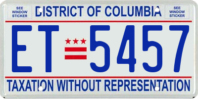 DC license plate ET5457