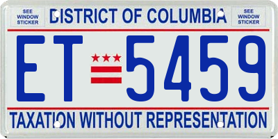 DC license plate ET5459
