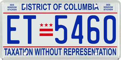 DC license plate ET5460