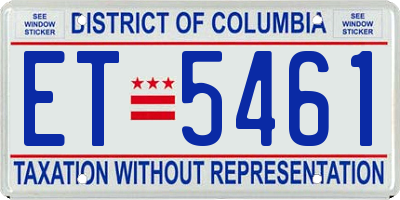 DC license plate ET5461