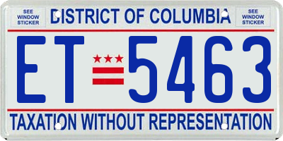 DC license plate ET5463