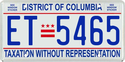 DC license plate ET5465