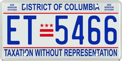 DC license plate ET5466