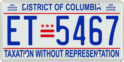 DC license plate ET5467