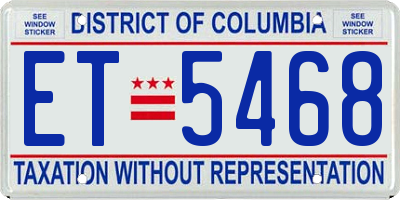 DC license plate ET5468