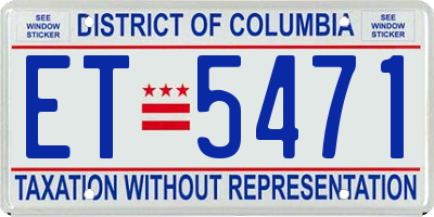 DC license plate ET5471