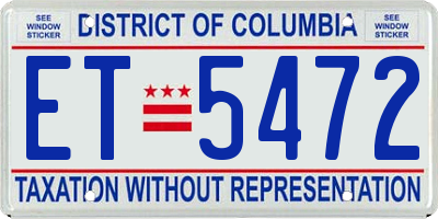 DC license plate ET5472