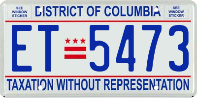 DC license plate ET5473