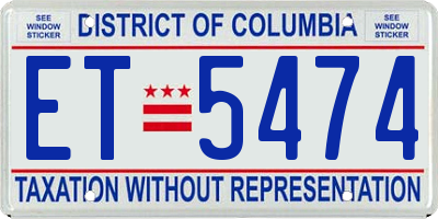 DC license plate ET5474