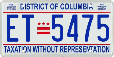 DC license plate ET5475