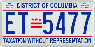 DC license plate ET5477