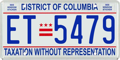 DC license plate ET5479