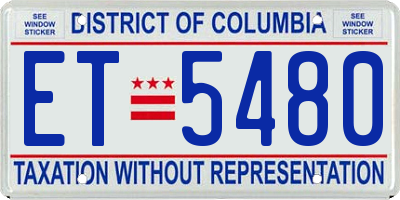 DC license plate ET5480