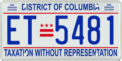 DC license plate ET5481