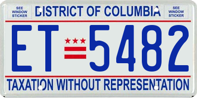 DC license plate ET5482
