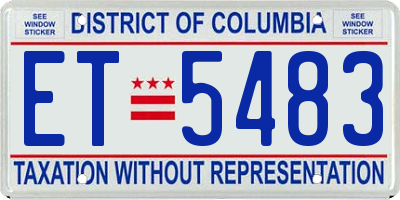 DC license plate ET5483